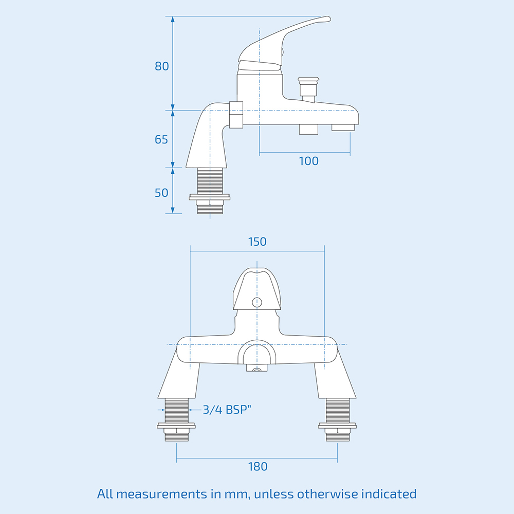 Nes Home Elford Chrome Bath Shower Mixer and Basin Mono Mixer Tap with Waste Image 5