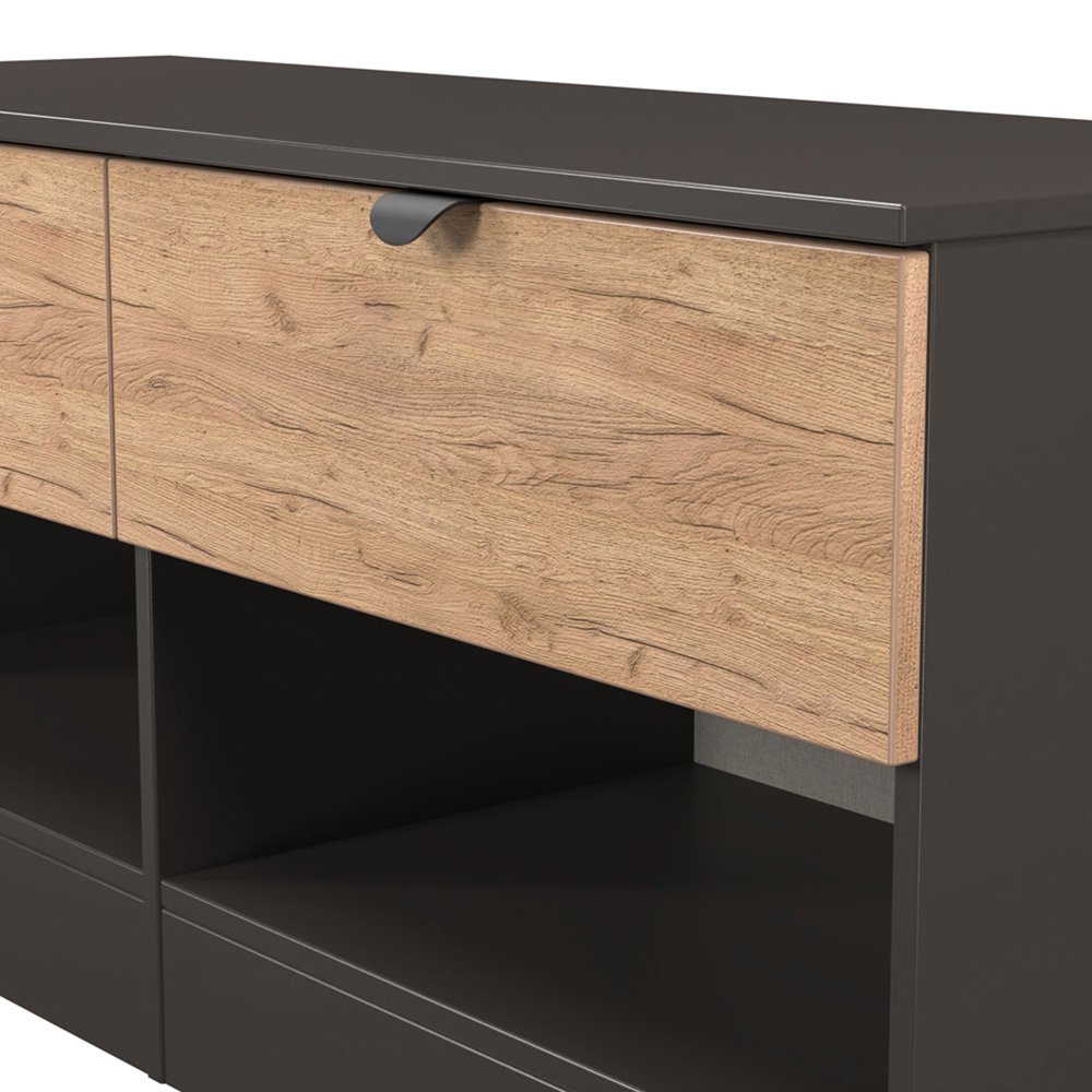 Crowndale Bora 2 Drawer 2 Shelf Gold Oak and Graphite Storage Unit Image 6