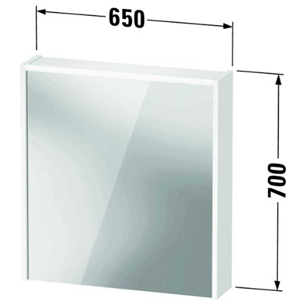 Duravit D-Code Left Opening Matt White Illuminated Mirror Cabinet 650 x 700mm Image 3