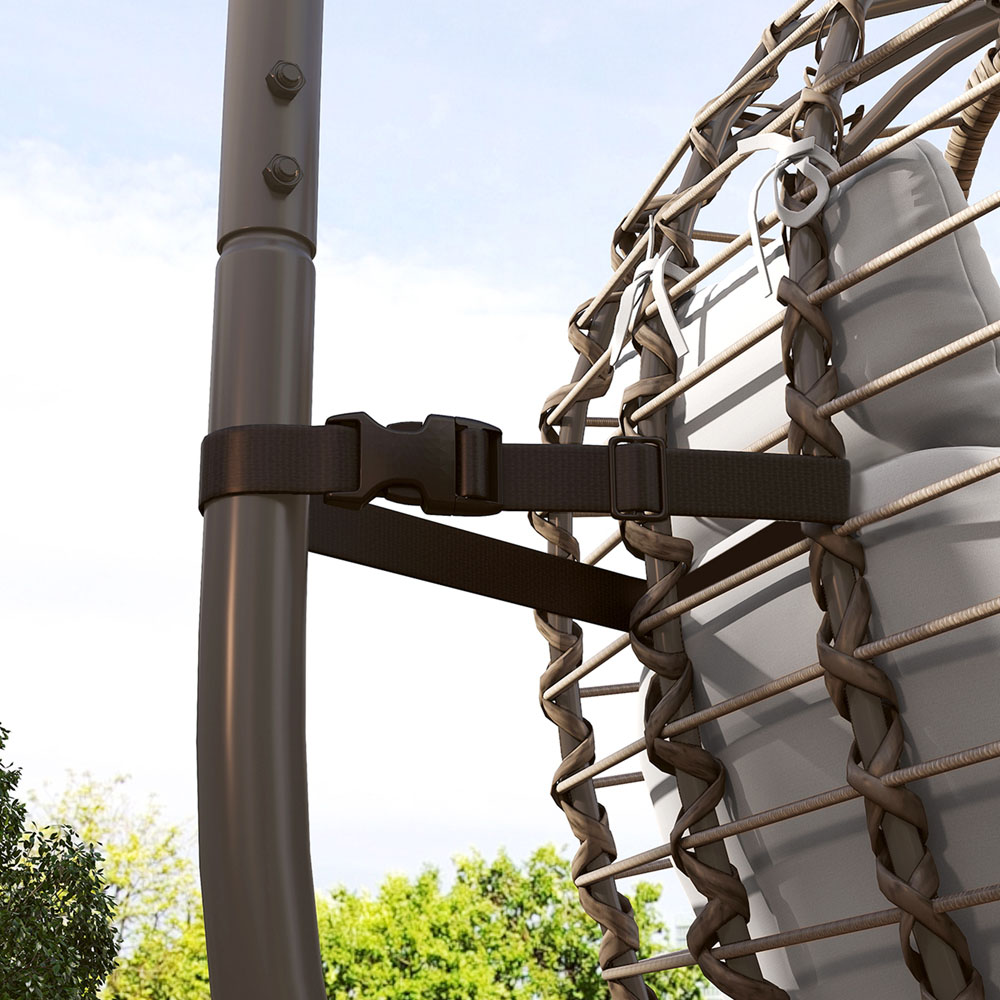Outsunny Light Grey Rattan Hanging Egg Chair with Stand Image 3