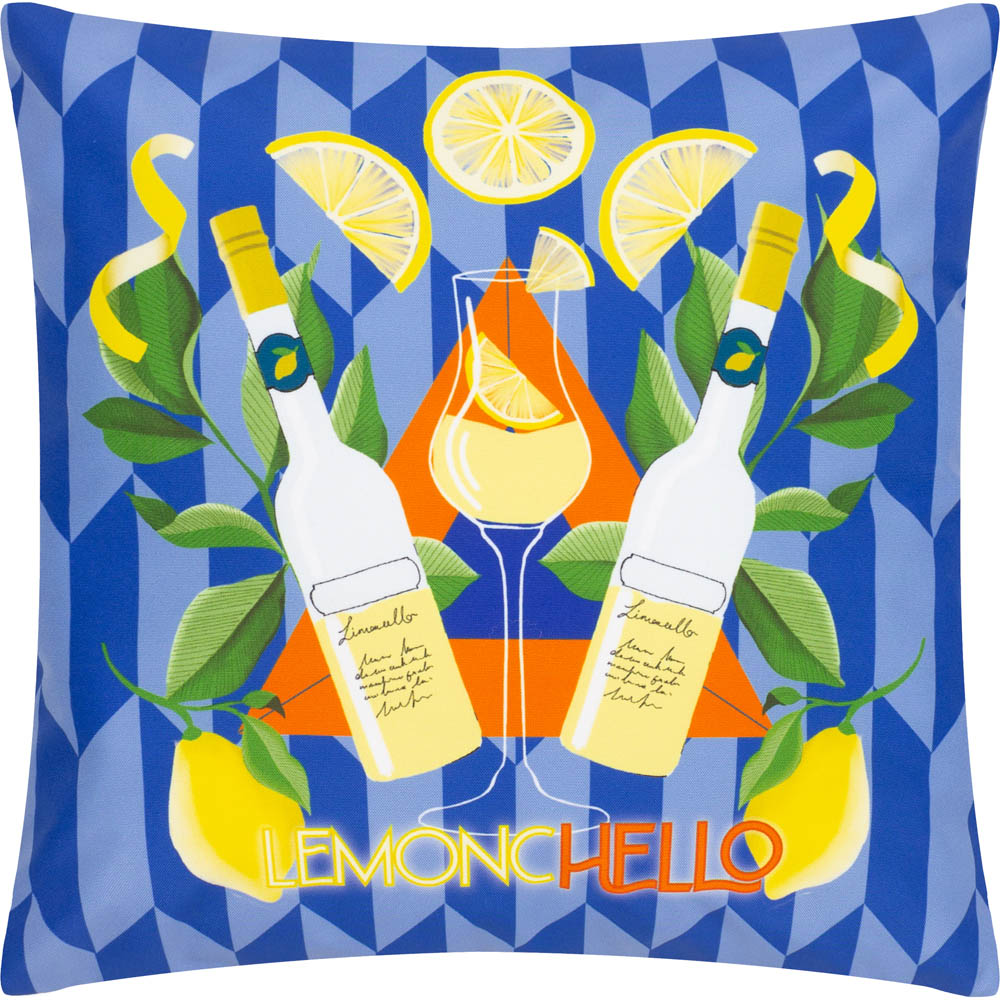 furn. Limoncello Blue Abstract Outdoor Reversible Cushion Image 1
