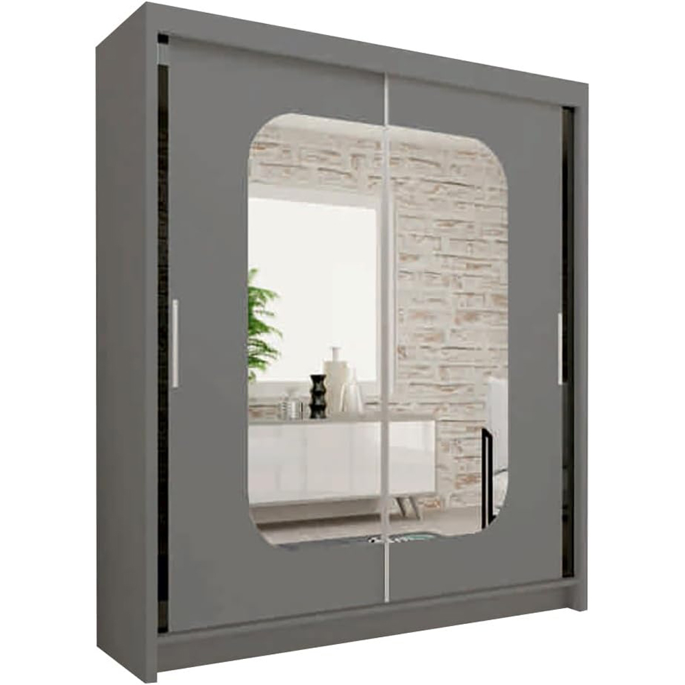 Sliding Wardrobes 4U Marika 2 Door Grey Mirrored Wardrobe 180cm Image 2