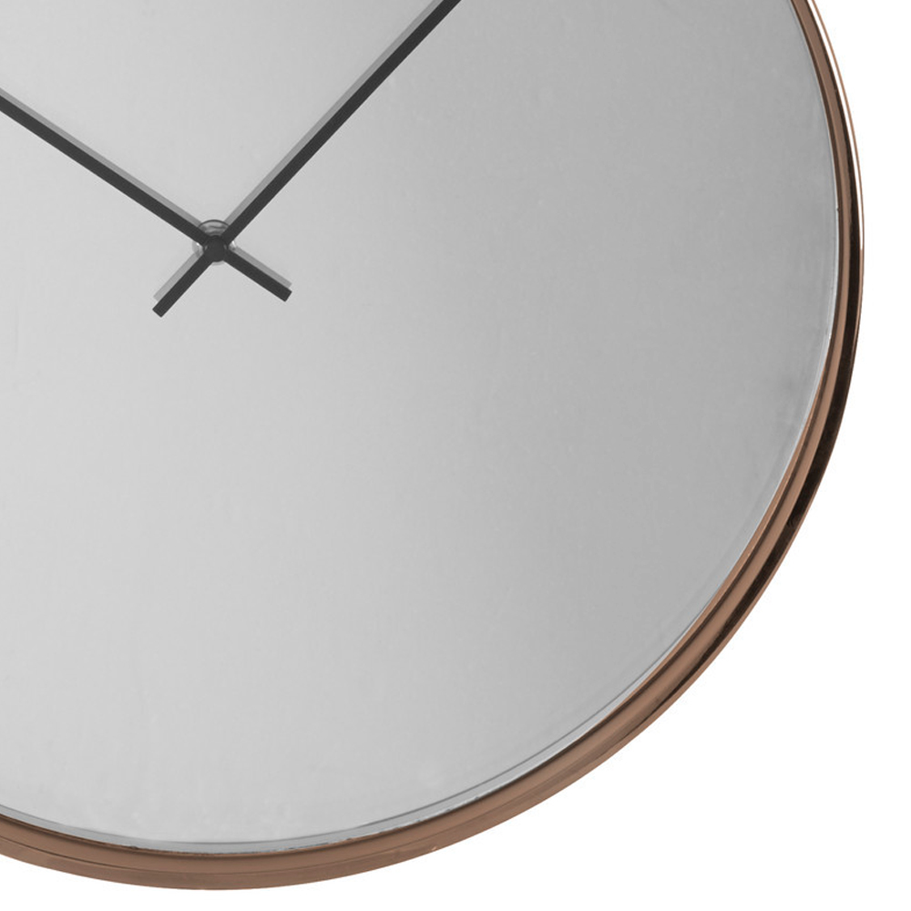 Premier Housewares Bailie Mirror Face Rose Gold Round Wall Clock 40cm Image 3