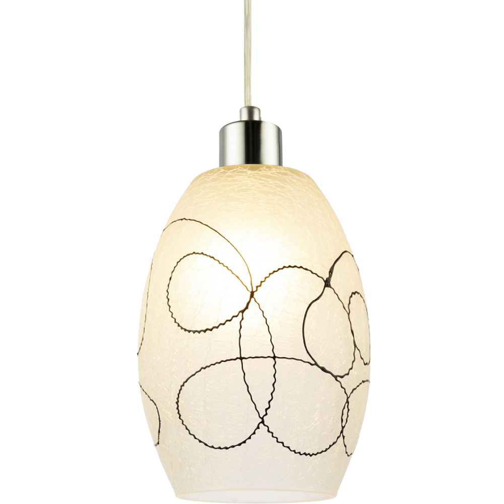 Happy Homewares Frosted White Crackle Glass Pendant Light Shade Image 3