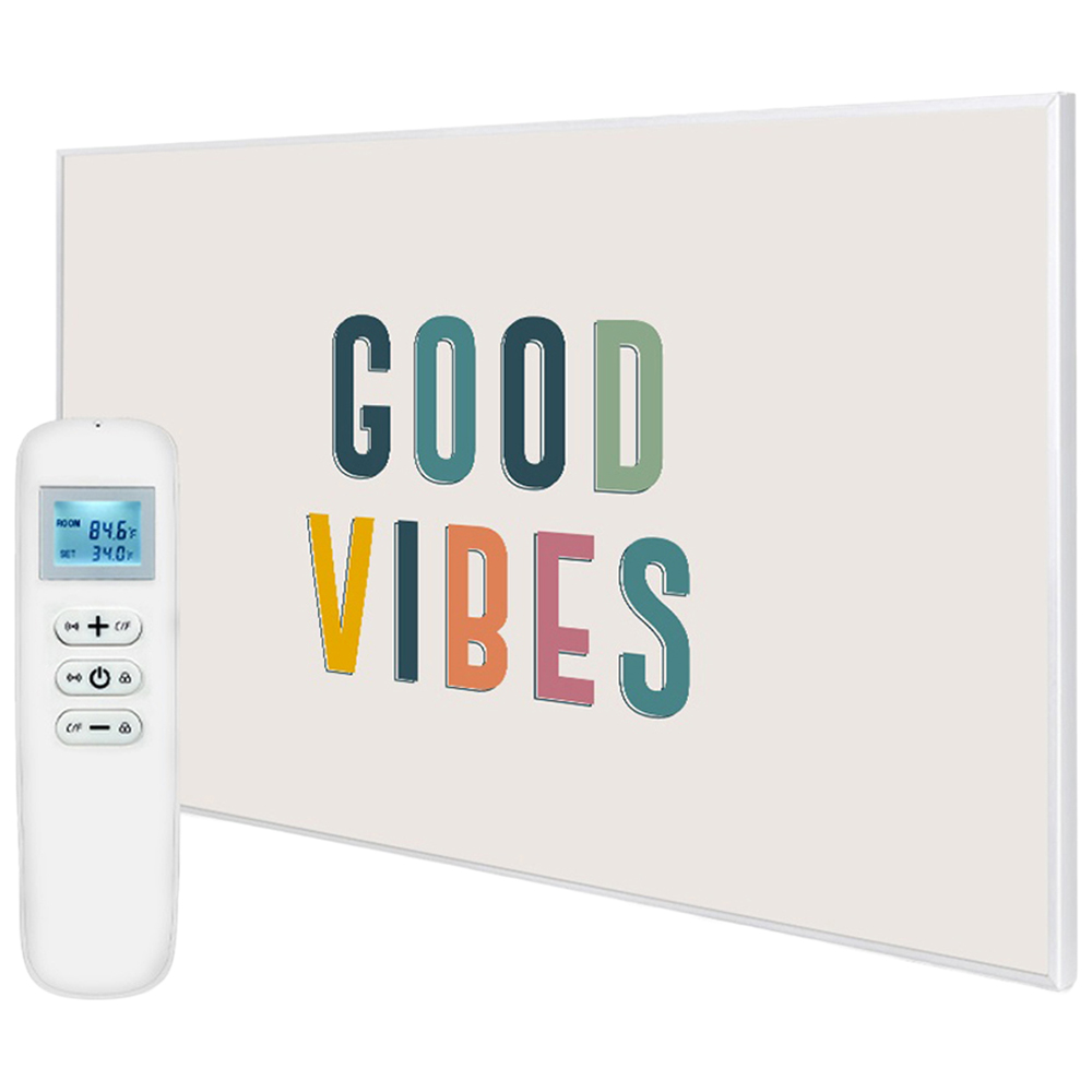 Mirrorstone Nexus Good Vibes Quote Wi-Fi Infrared Heating Panel 900W 795 x 1195mm Image 1