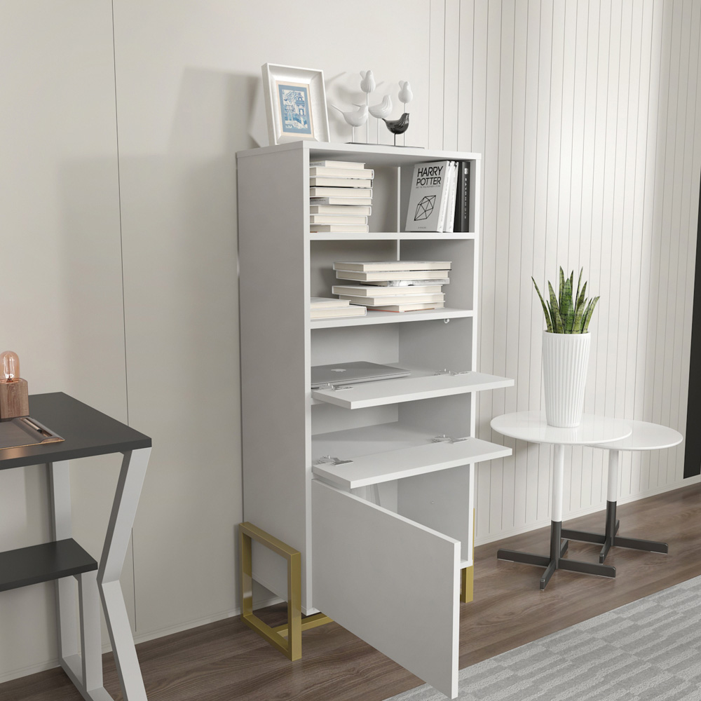 Decorotika Utopie 3 Door 2 Shelf White Modern Bookshelf Image 7