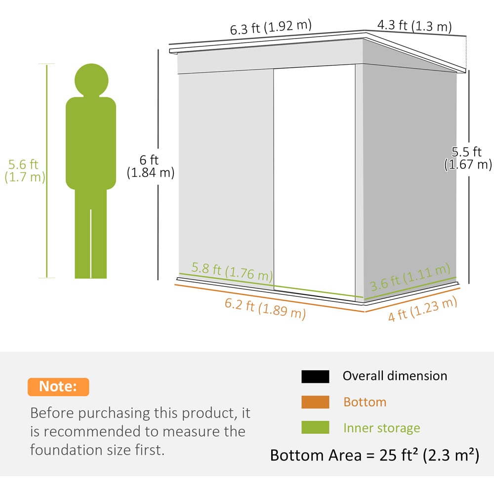 Outsunny 6.2 x 4ft Dark Grey Metal Garden Shed with Lockable Door and Gloves Image 9
