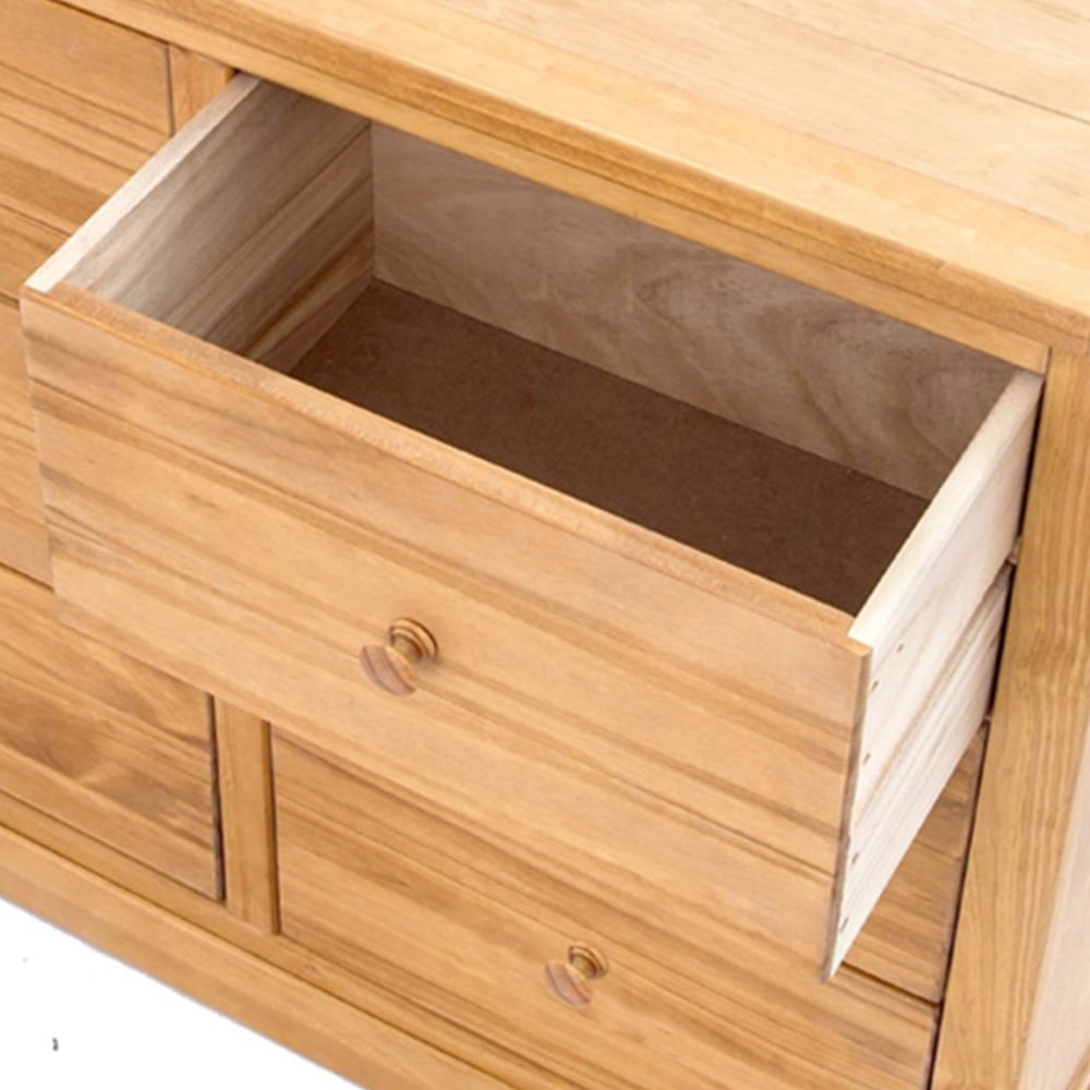 Cabinet Bits Lucca 6 Drawer Brown Wood Knob Chest of Drawers Image 6