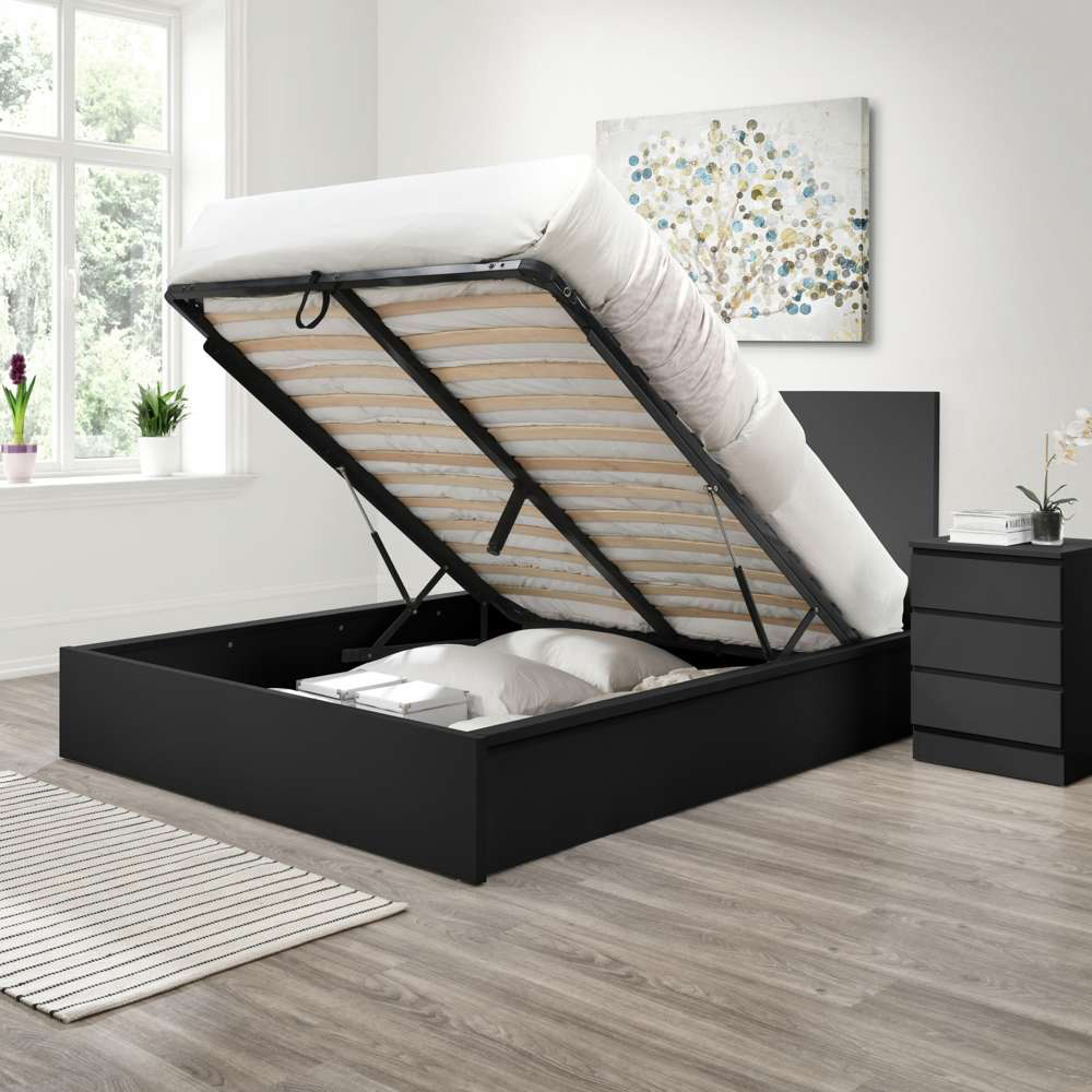 Oslo Double Black Ottoman Bed Image 7