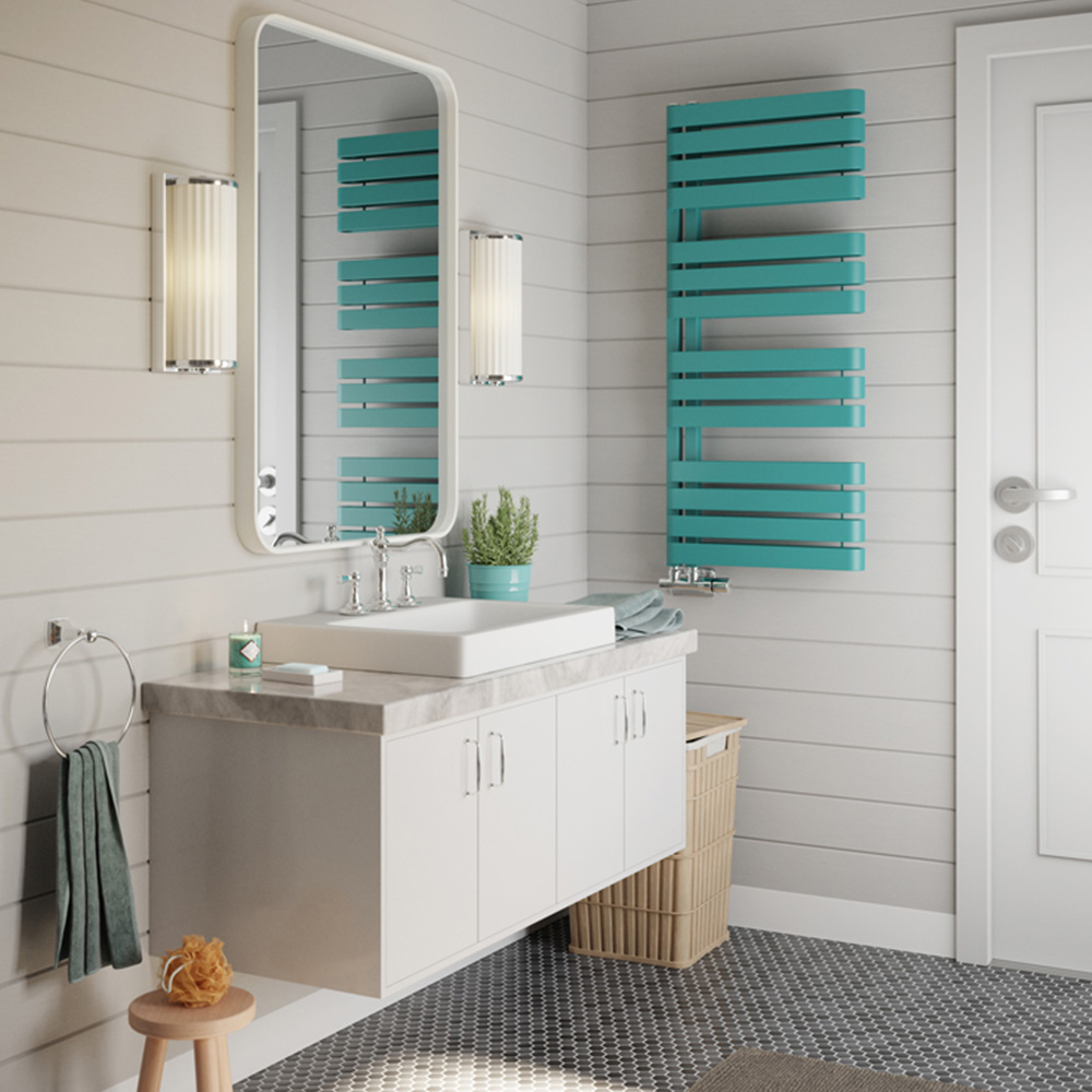 Terma Warp S Matt Teal Heated Towel Rail 2605 BTU 1110 x 500mm Image 7