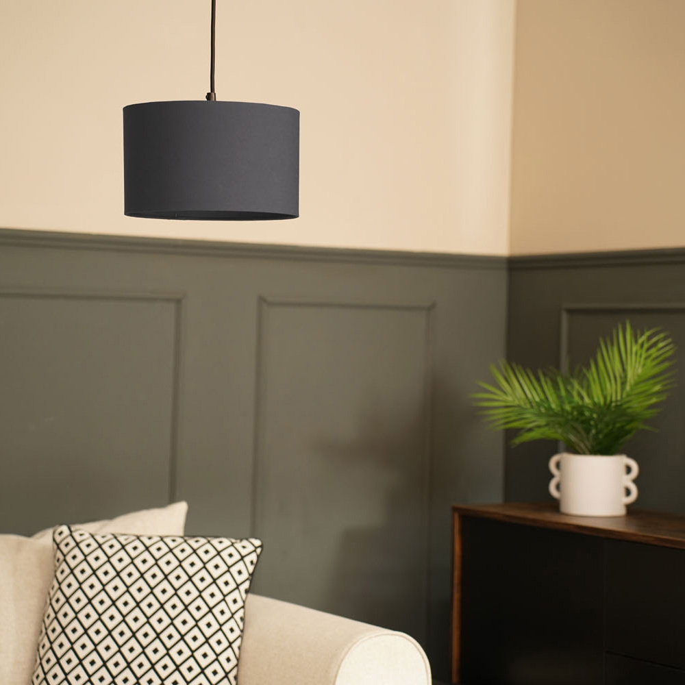 ValueLights Reni Charcoal Ceiling Drum Lamp Shade Small Image 3