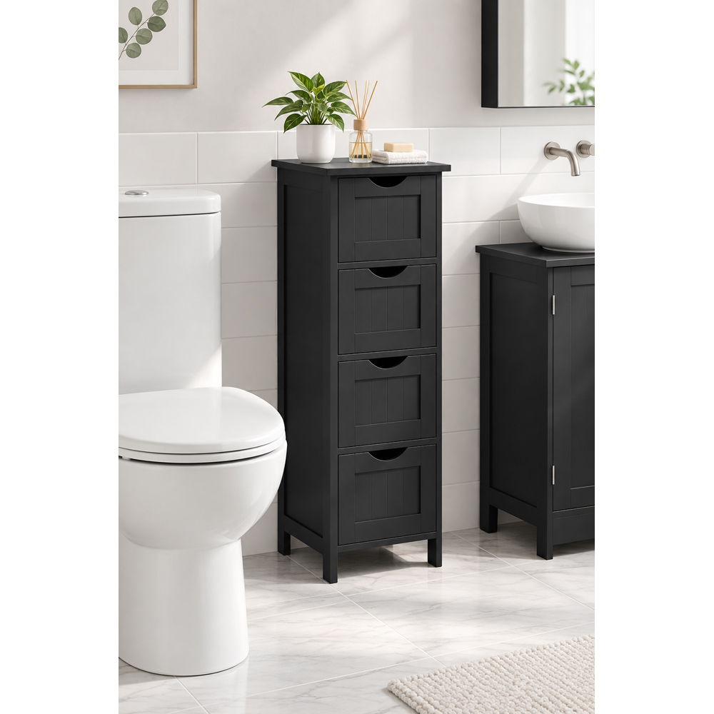 Modcraft 4 Drawer Black Bathroom Floor Storage Cabinet Image 5
