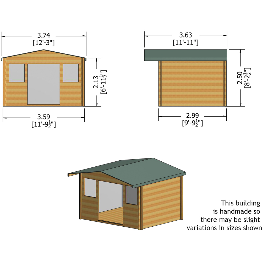 Shire Clipstone 12 x 10ft Double Door Wooden Log Cabin Image 9