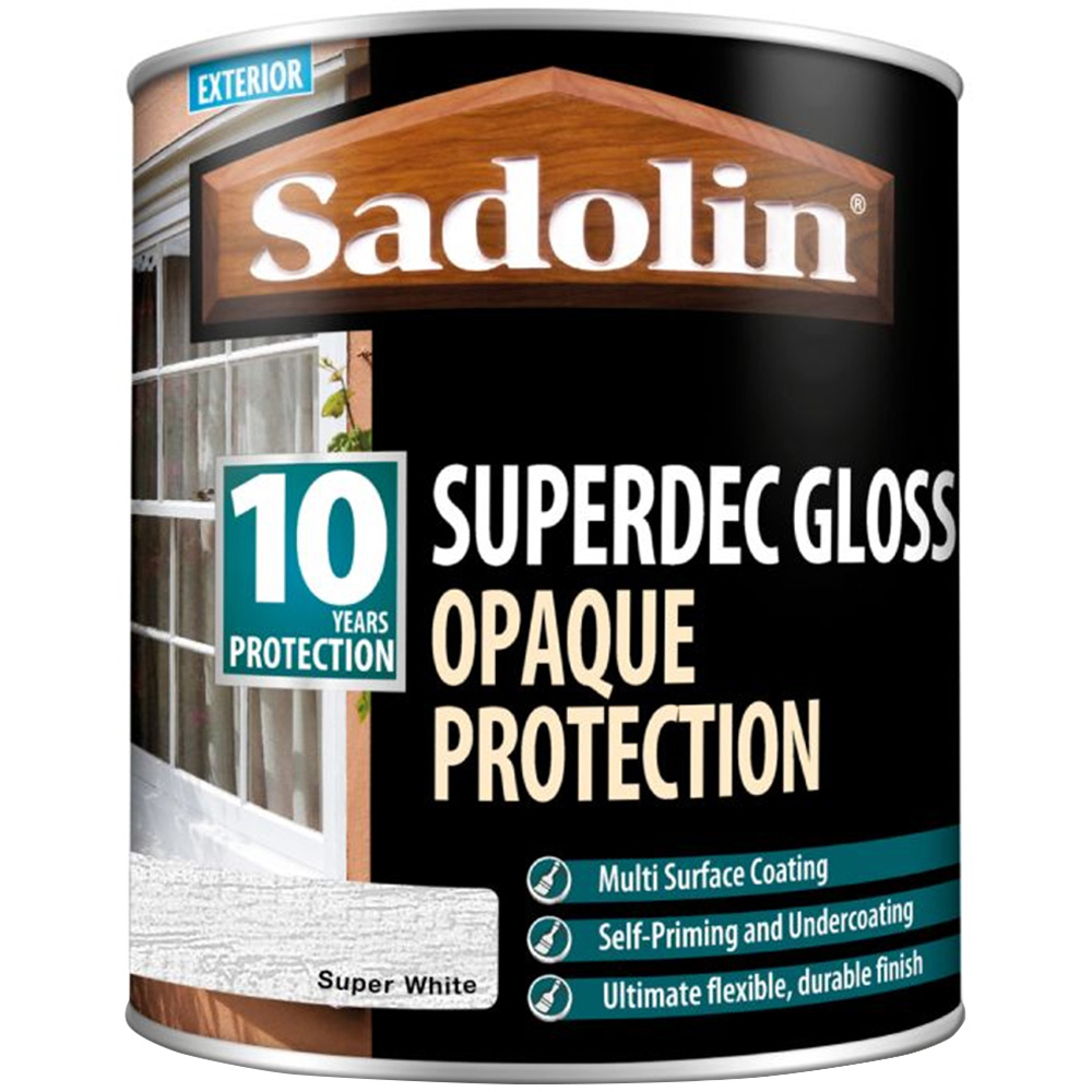 Sadolin Superdec 10 Year Super White Gloss Finish Exterior Woodstain 1L Image 2