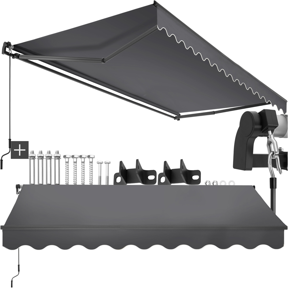 tectake Ornella Dark Grey Retractable Awning 300 x 250cm Image 2