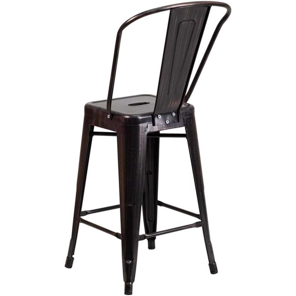 FWStyle Set of 4 24 inch Black and Gold Galvanised Steel Ready Assembled Bar Chairs Image 4