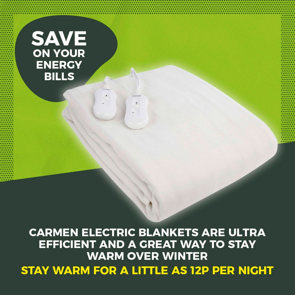 Carmen Super King Size White Heated Electric Under Blanket Image 3