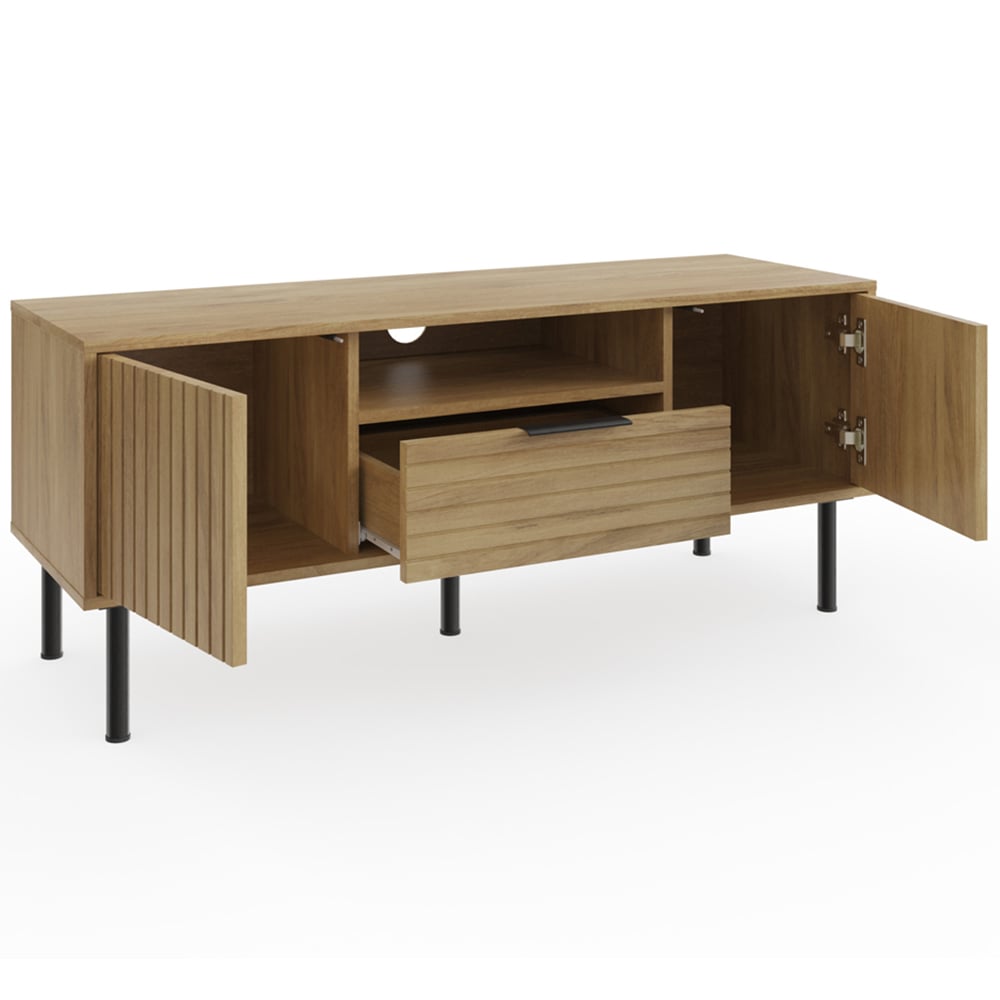 GFW Nervata Single Drawer 2 Door Oak TV Unit Image 4