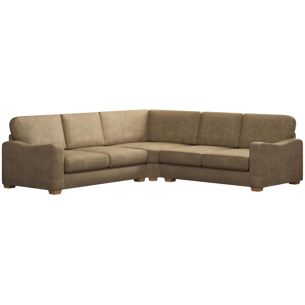 Theadford 4 Seater Mink Plush Velvet Fixed Back Corner Sofa Image 2