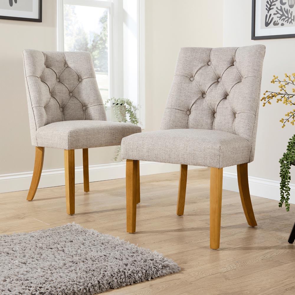 Home Source Samara Set of 2 Natural Tufted Dining Chair Image 6