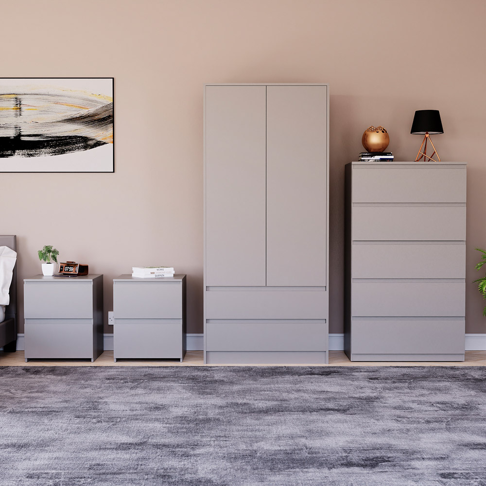 Vida Designs Denver Grey 4 Piece Bedroom Furniture Set Image 2