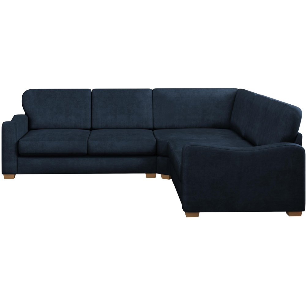 Theadford 4 Seater Royal Blue Plush Velvet Fixed Back Corner Sofa Image 3