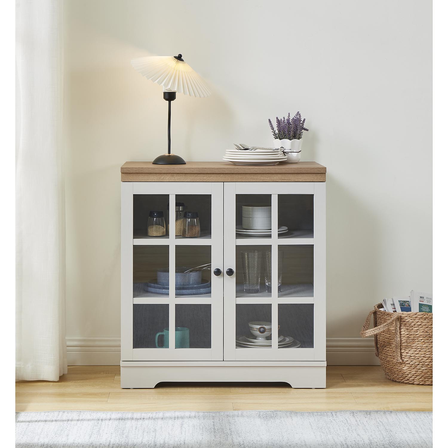 Cambridge 2 Door Grey Clear Glass Sideboard Image 3