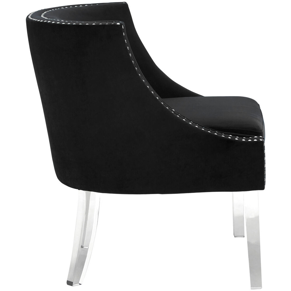 Premier Housewares Clarence Black Velvet Chair with Acrylic Legs Image 3