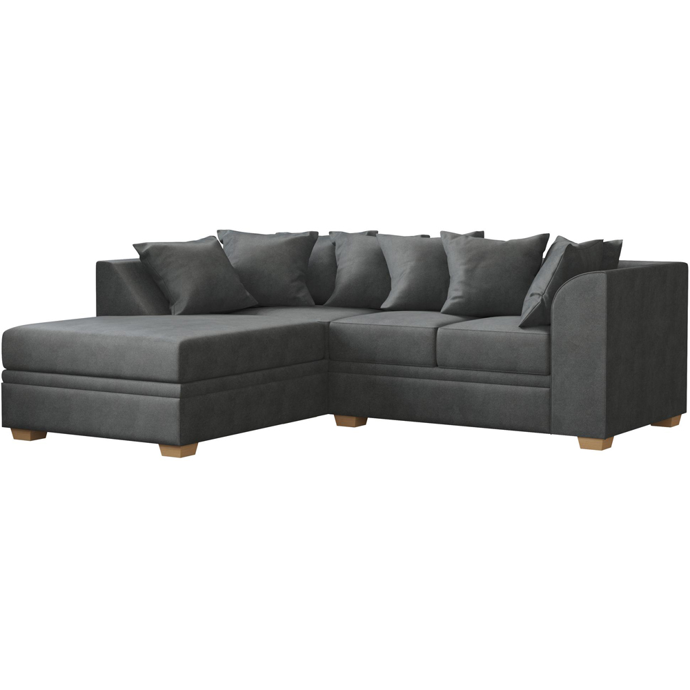 Modo 3 Seater Steel Plush Velvet Left Hand Scatter Back L-Shape Corner Sofa Image 2