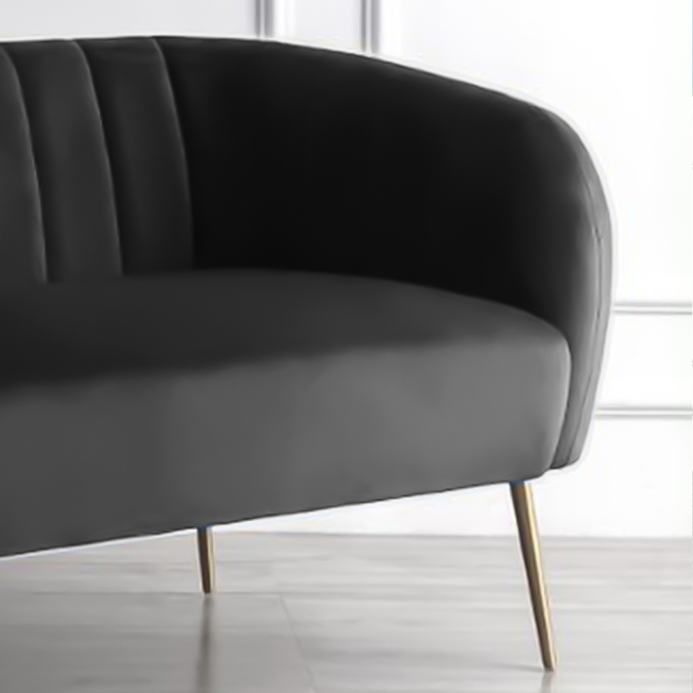 Matilda 2 Seater Black Velvet Sofa Image 3