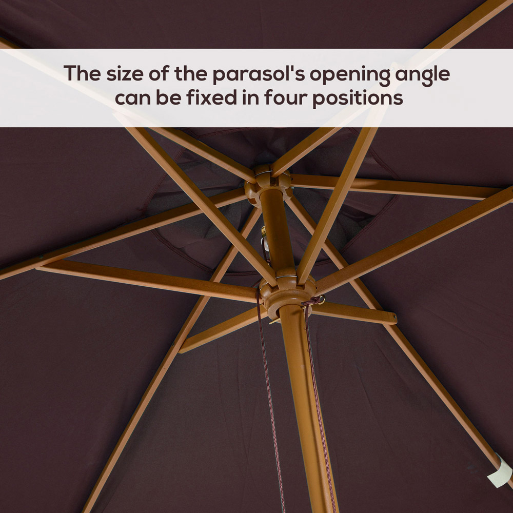 Outsunny Dark Coffee Wooden Parasol 2 x 3m Image 5