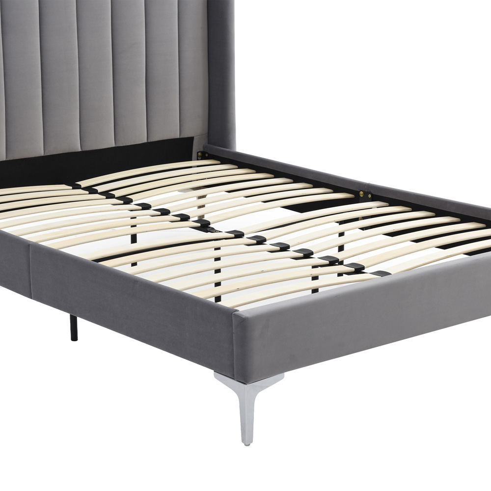 Hyacinth Double Grey Velvet Bed Frame Image 4