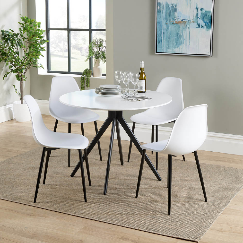 Core Products Aspen 4 Seater Round Dining Set White and White Image 4