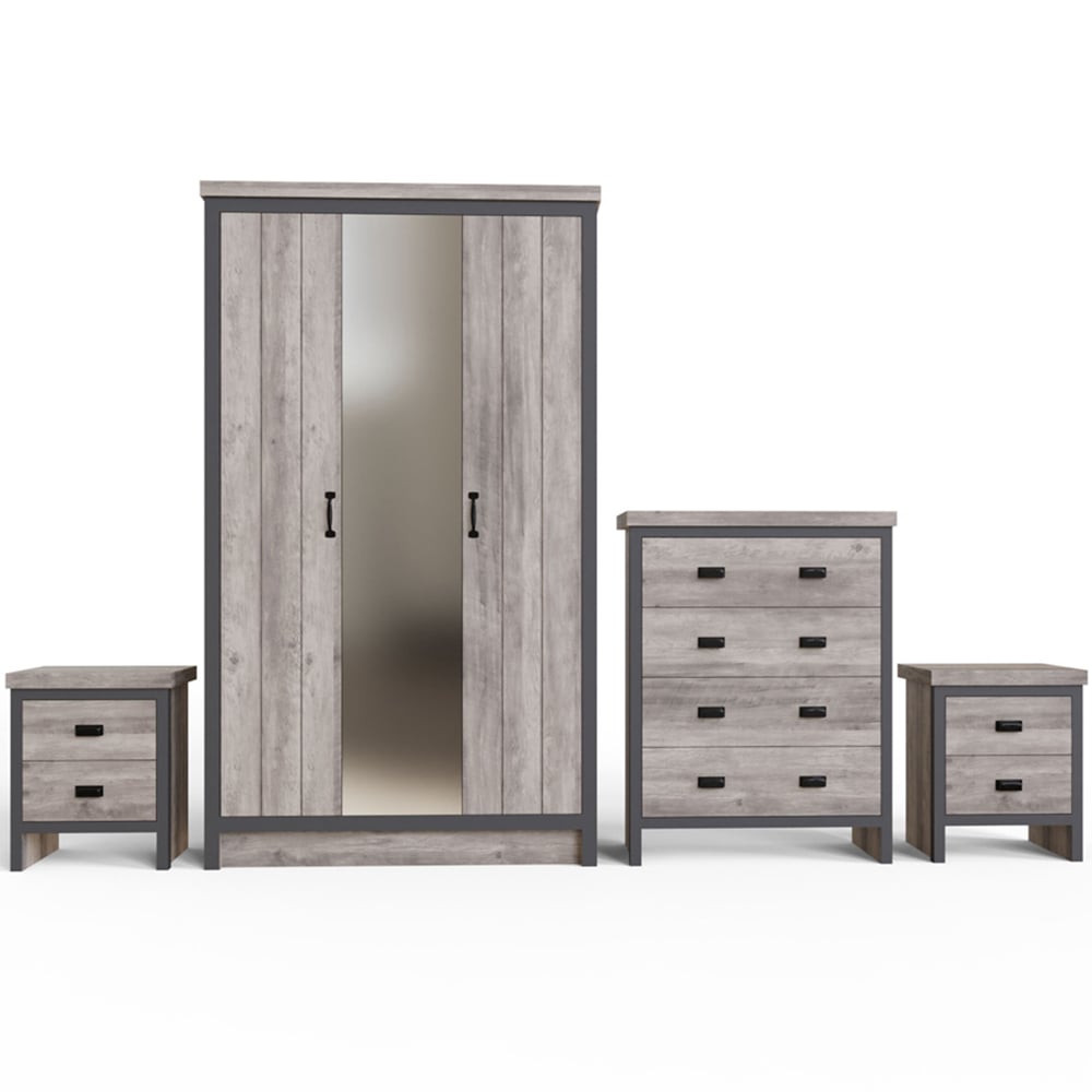 GFW Boston Grey 4 Piece Bedroom Furniture Set Image 3