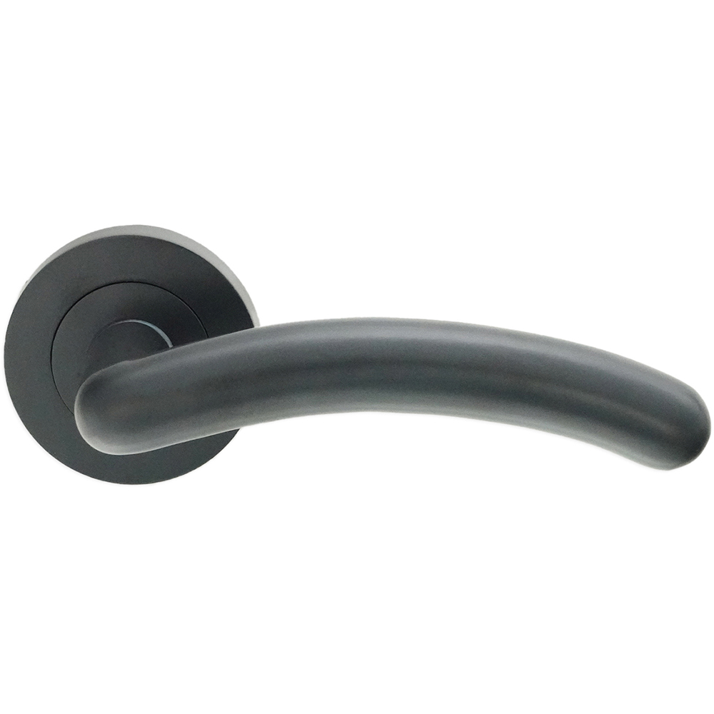 Spira Brass Taurus Gunmetal Grey Lever on Rose Door Handle 2 Pack Image 3