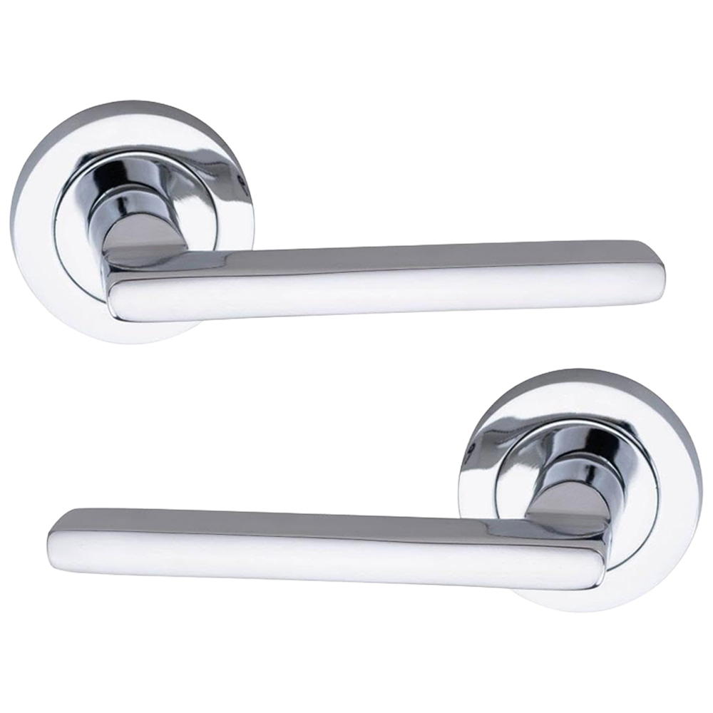 Golden Grace Leon Polished Chrome Door Handle Pair with Spindle and Fixing Image 2