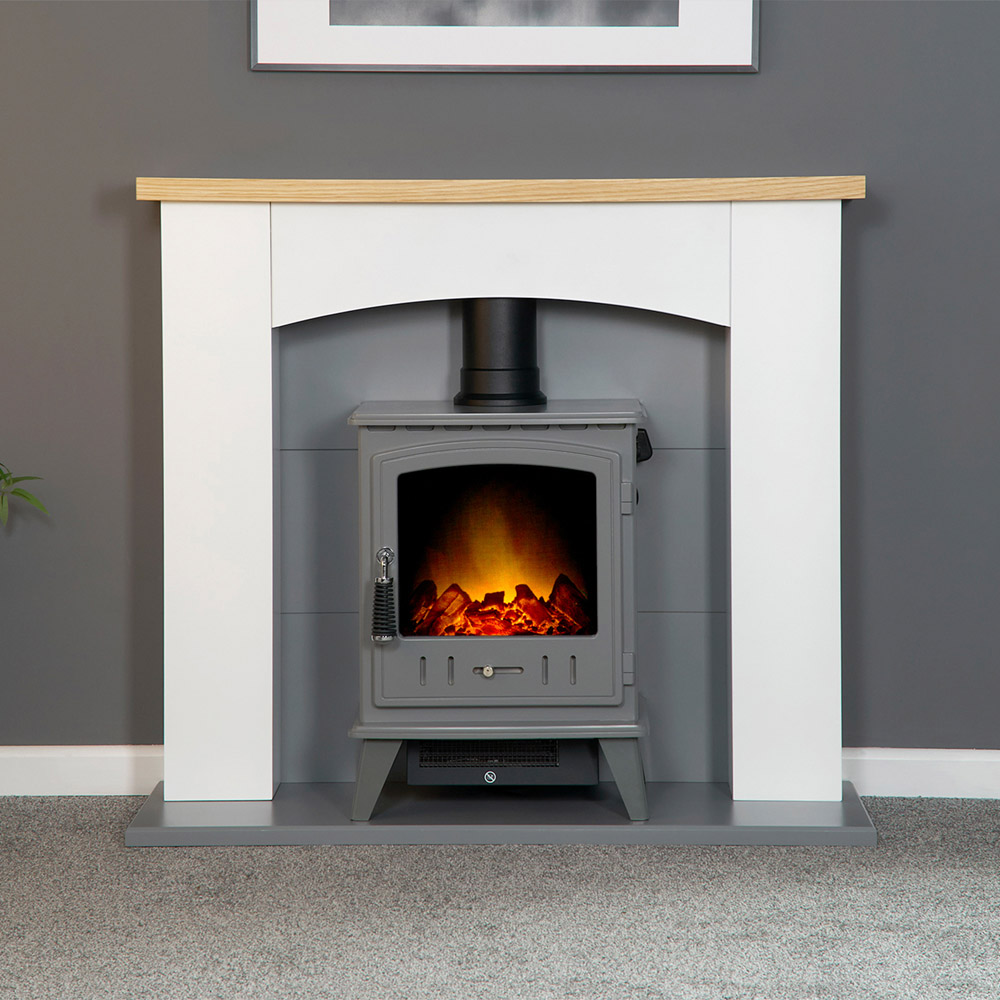Adam Huxley in Pure White and Grey Aviemore Electric Stove 39 Inch Image 6