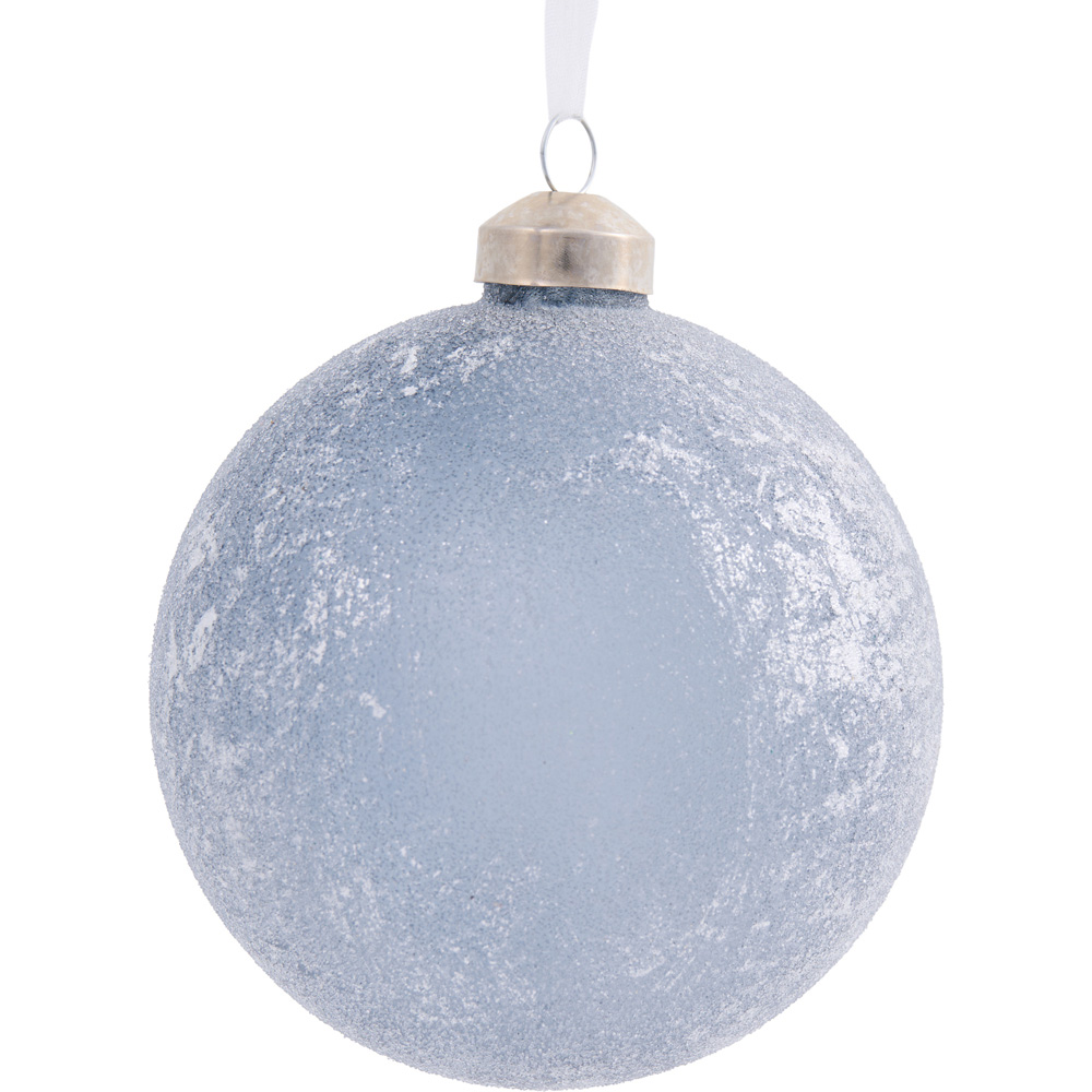 Alpine Lodge Blue and Silver Marbled Bauble Image 2