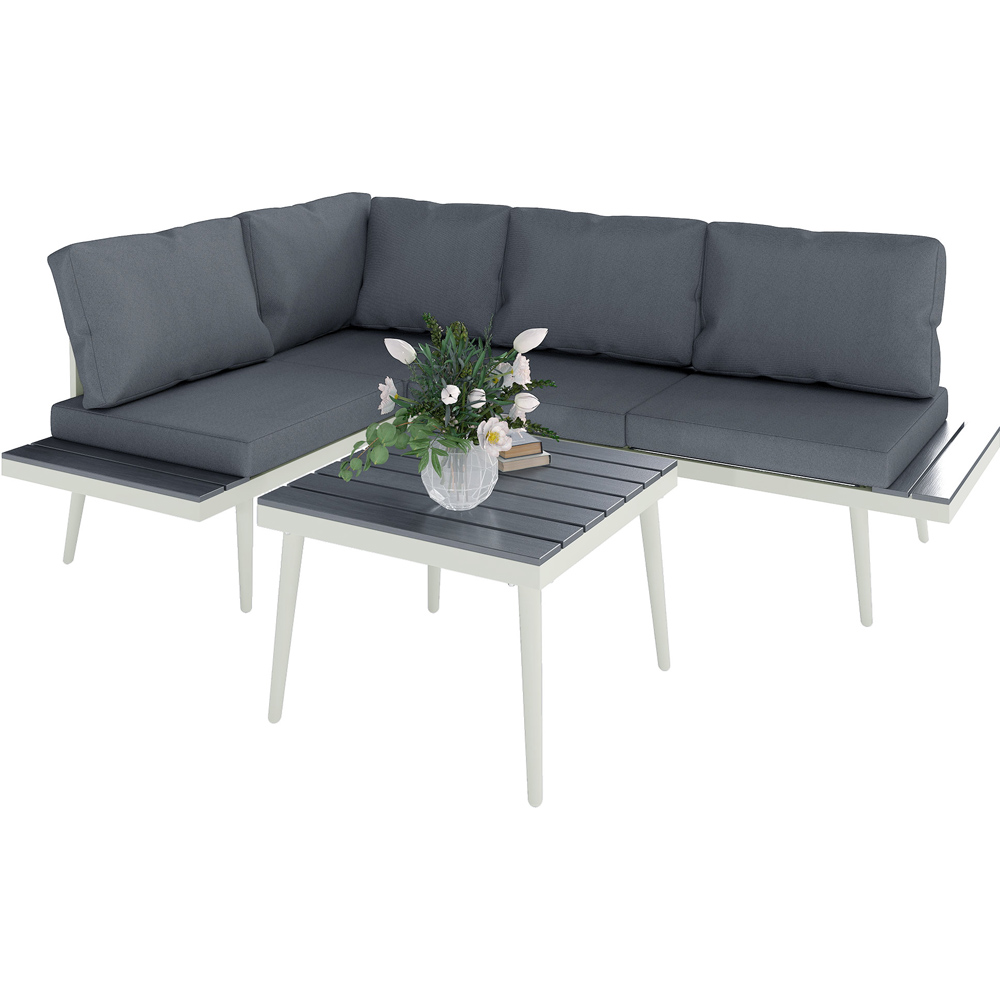 Outsunny 4 Seater Grey Garden Sofa Set with Adjustable Lounger Image 2