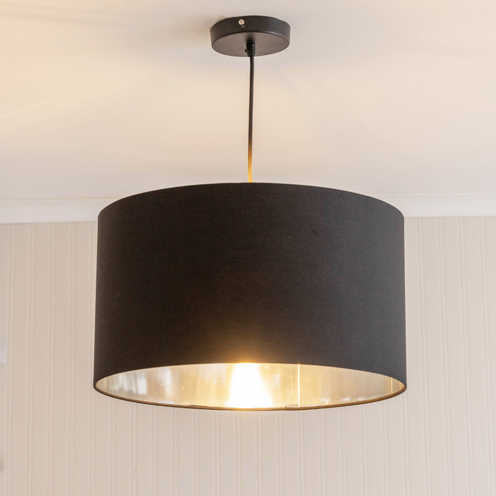 ValueLights Reni Black and Chrome Inner Large Pendant Shade Image 3