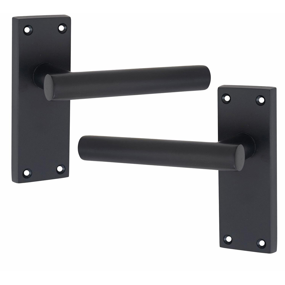 Golden Grace Matt Black Victorian Straight T-Bar Latch Door Handle Set with Hinge 120 x 40mm Image 2