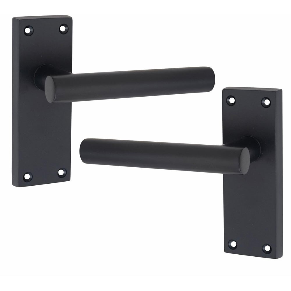 Golden Grace Matt Black Victorian Straight T-Bar Latch Door Handle Set with Hinge 4 Pack 120 x 40mm Image 3