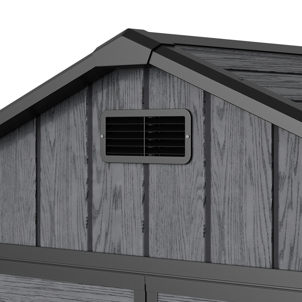 Living and Home 8 x 6ft Plastic Dark Grey Double Door Apex Garden Storage Shed Image 5