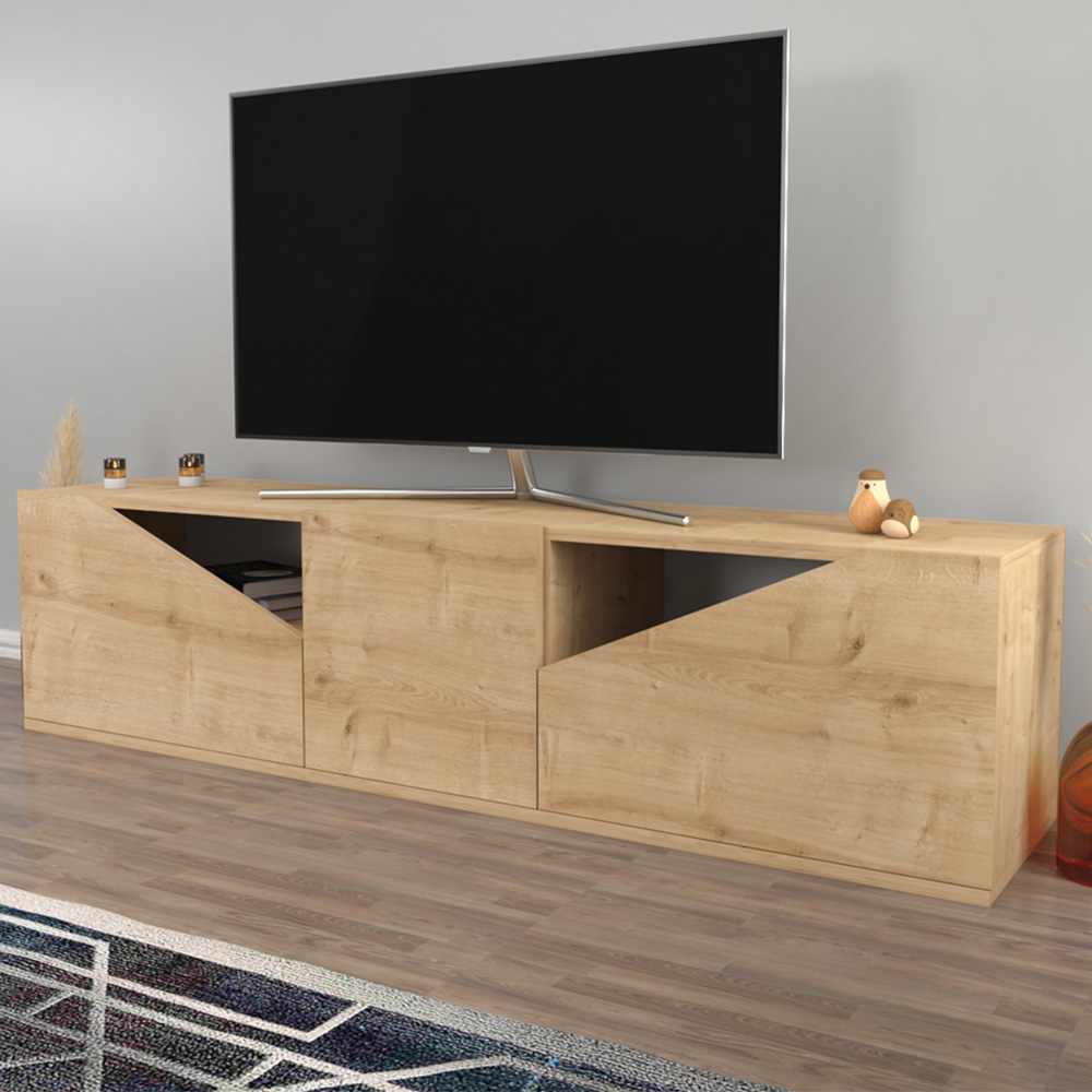 Decorotika Carson 3 Door Sapphire Oak TV Unit Image 1