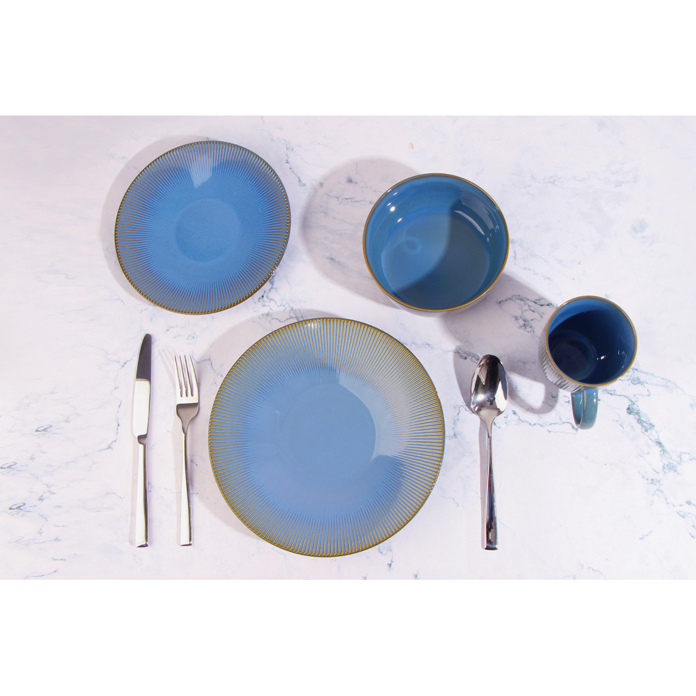 Waterside Reactive Glaze Blue 16 Piece Dinner Set Image 2