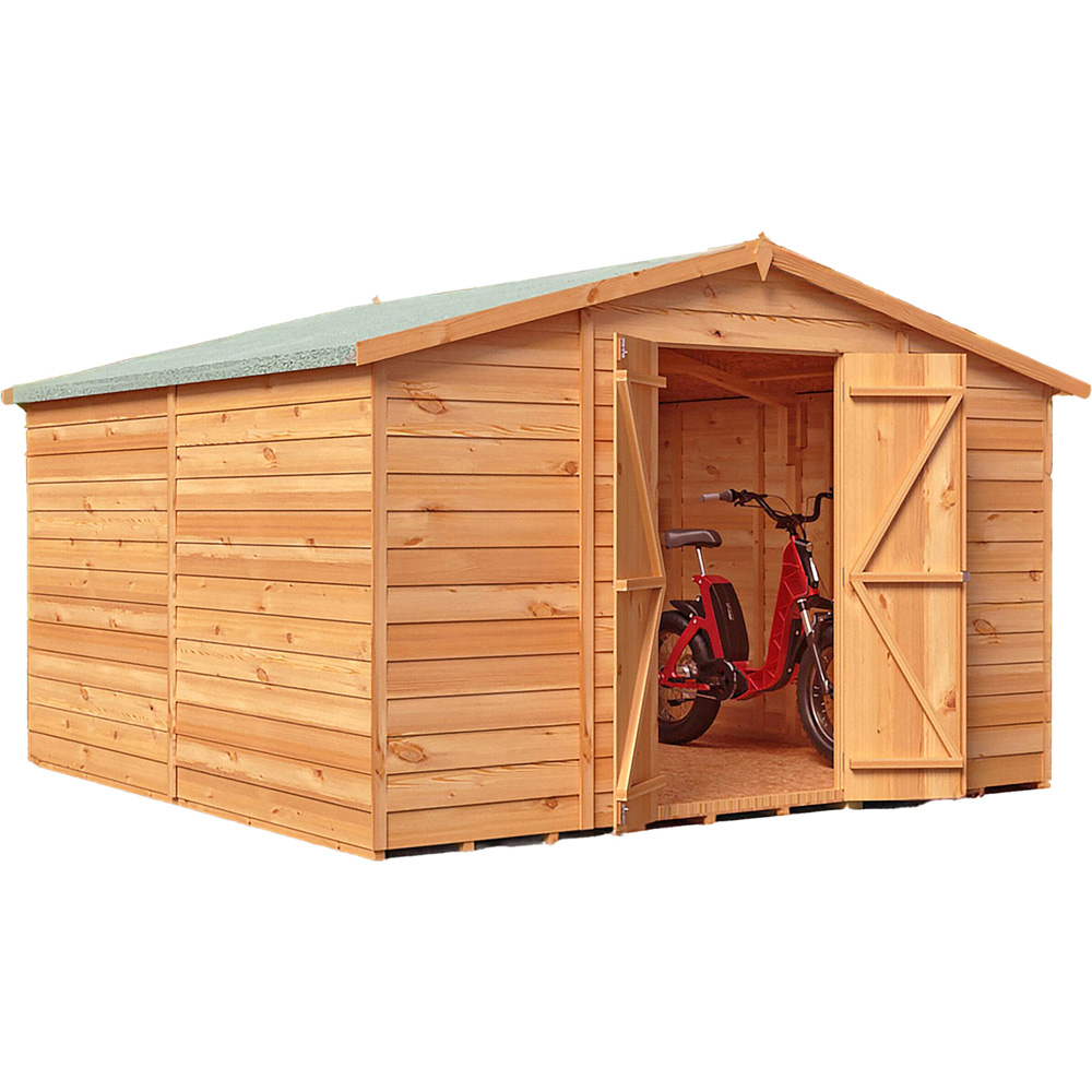 Shire 10 x 10ft Double Door Overlap Apex Wooden Shed Image 2
