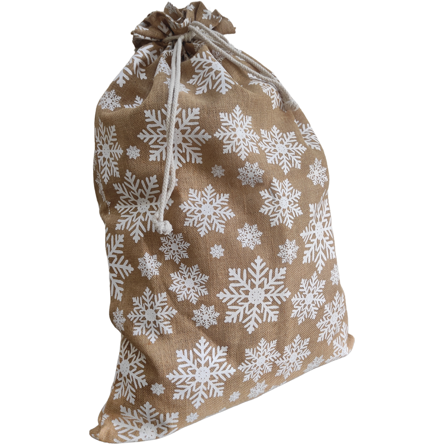 Hessian Snowflake Sack Brown Image 3