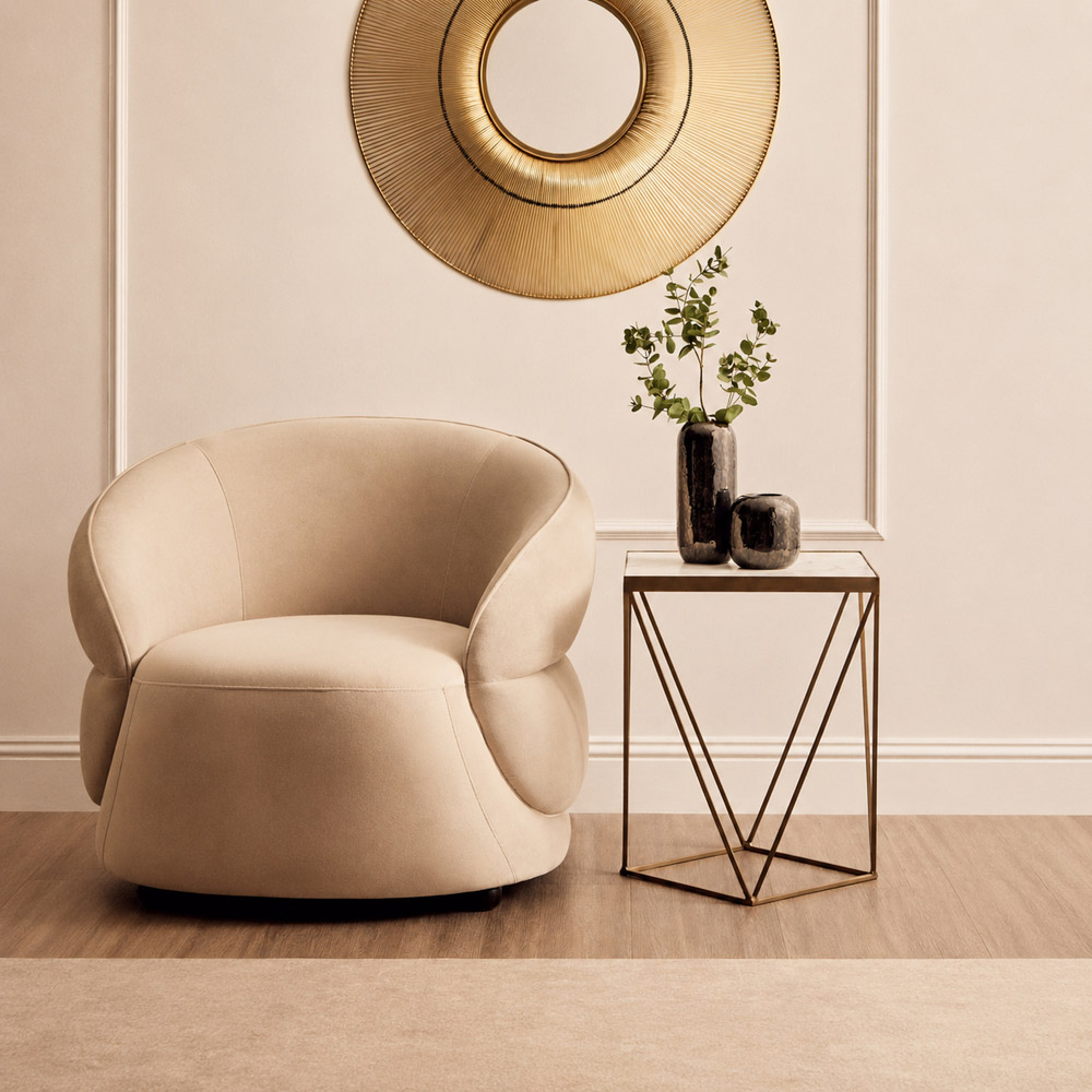 Premier Housewares Shalimar Gold Finish Geometric Square Side Table with Marble Top Image 4