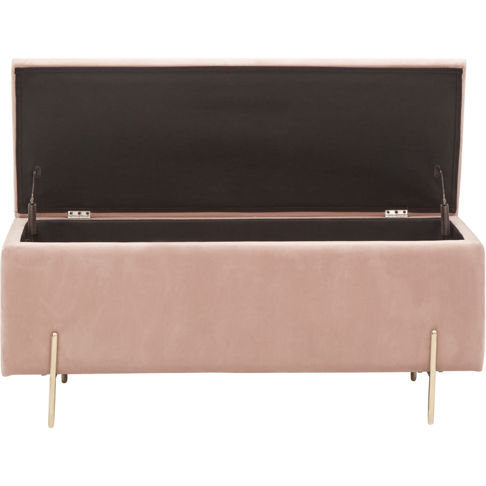 GFW Mystica Blush Pink Velvet Ottoman Storage Bench Image 5