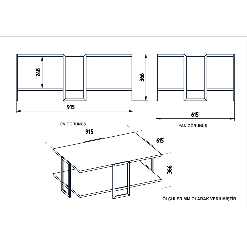 Decorotika Polka 2 Tier Black Marble and Gold Coffee Table Image 5